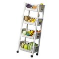 thumbnail image 4 of Kitchen Storage Shelf with Wheels, 4 Tier Bathroom Cart Shelving Unit for Toy Snack Fruit Vegetable, 4 of 8