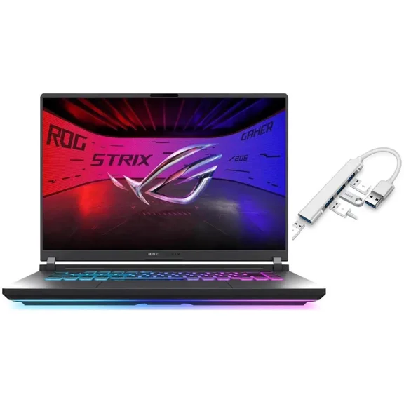 ASUS ROG Strix 16” FHD 16:10 165Hz Gaming Laptop |intel i7-14650HX| NVIDIA GeForce RTX 5060 |RGB Backlit|Black| 32GB RAM DDR5 | 1024GB SSD |Windows 11 Home |Bundle with USB 3.0 Hub