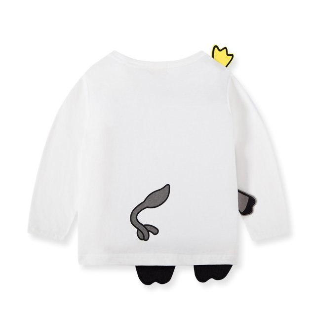 Camiseta de manga larga para niños, camisas de cuello redondo con patrón de animales de dibujos animados lindos para la escuela en casa