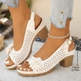 thumbnail image 6 of Buckled Square Heel Sandals for Women,Dressy Peep Toe Slingback Chunky Low Heeled Wedge Shoes Dress Sandals,43, 6 of 6