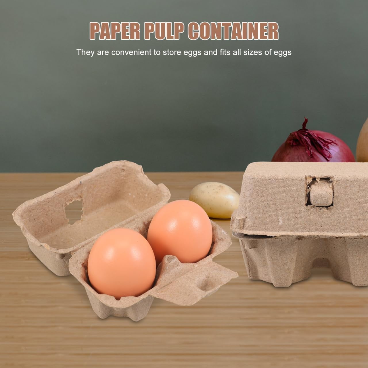 RVKXHD 25 Pcs 2 Count Egg Cartons Bulk, Natural Paper Pulp Chicken Egg Storage Containers Holder for Kitchen Supermarkets Farm Market Display