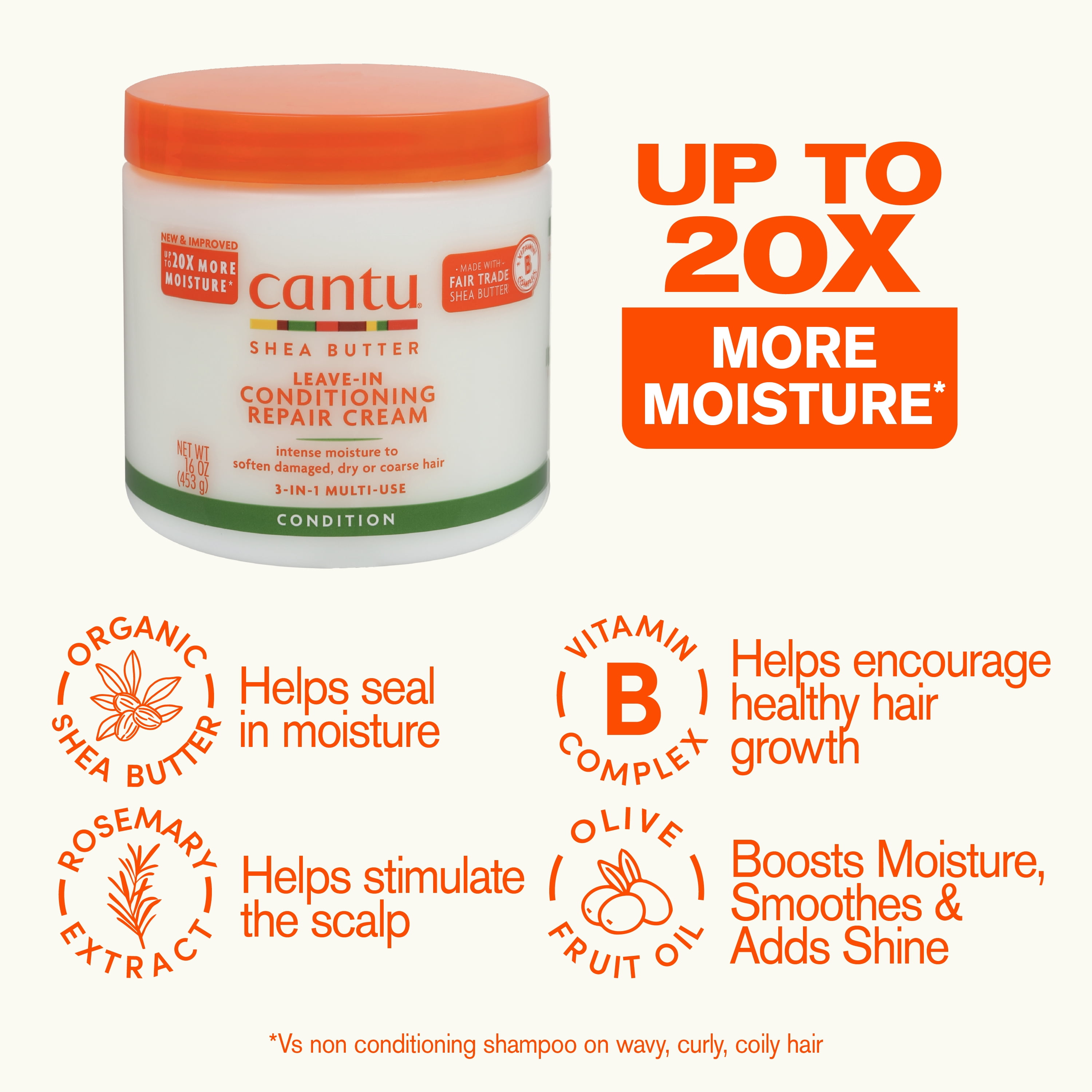 Cantu Shea Butter Leave-In Conditioning Repair Cream, 16 oz
