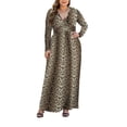 thumbnail image 3 of Aiyino Women Plus Size V Neck Long Sleeve Casual Evening Dress, Comfortable Elegant Party Maxi Dress, 3 of 7