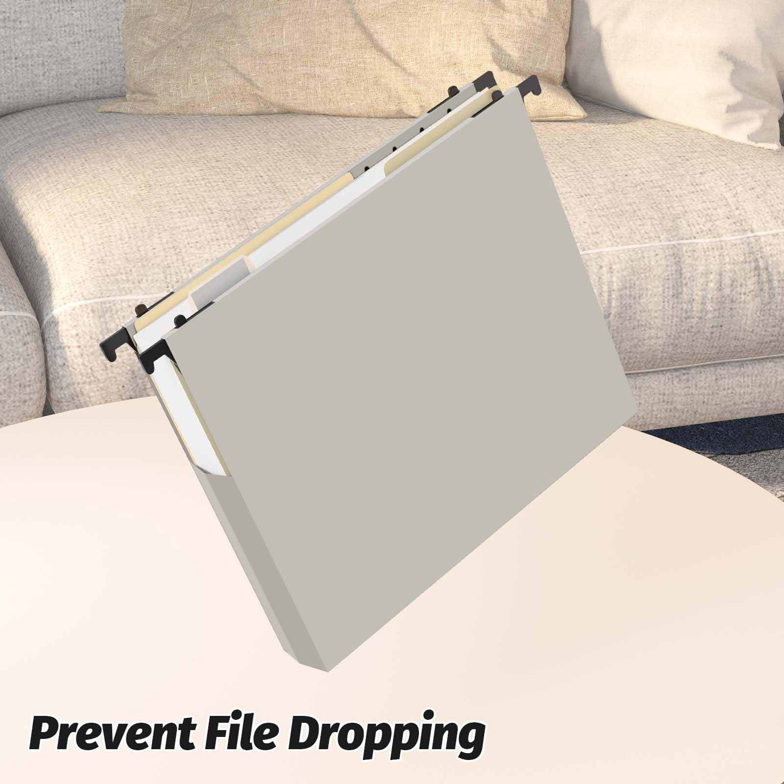 Extra Capacity Plastic Hanging File Folders 12 Pack Reinforced Expanding Hang Folder Letter Size Accordian Pocket Heavy Duty 2 Inch Expansion  Hard Organizer For Office Home Grey