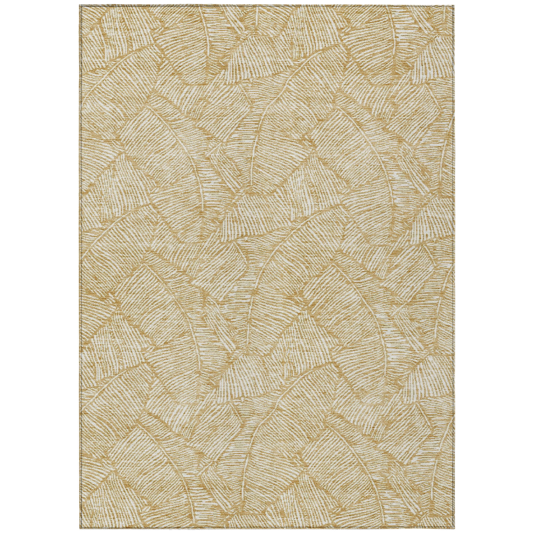 Addison Rugs Chantille Indoor/Outdoor Transitional Floral Gold Washable Rectangle Rug, 5' x 7'6"