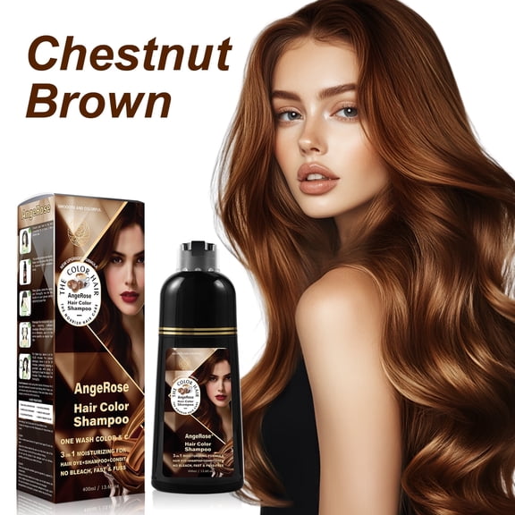 AngeRose Hair Color Shampoo Chestnut Brown - 30 Mins No Bleach hair dye, Covers Gray