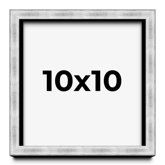 10x10 Frame Brushed Silver Solid Wood Picture Frame | 0.75 Inch Moulding Width | Rabbet Depth 0.75
