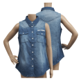 thumbnail image 1 of Harley-Davidson Women's Geometric Pattern Denim Sleeveless Vest, 1 of 5