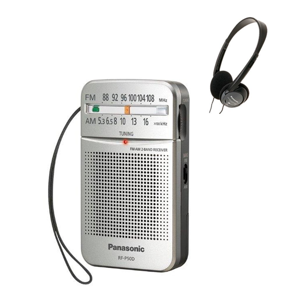 Panasonic RFP50 Pocket AM/FM Radio, Silver with Headphone HT21