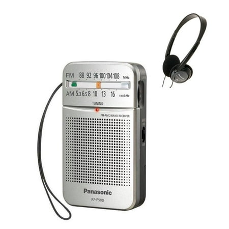 Panasonic RF-P50 Pocket AM/FM Radio, Silver with (Best Panasonic Pocket Radios)