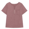 thumbnail image 4 of Lopecy-Sta Plus Size Tops for Women Summer V Neck Short Sleeve Tee Shirts Henley Button Casual Loose Fit Blouse Summer Fshion Tunics, 4 of 9