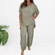 thumbnail image 5 of Pantalones Conjunto de ajuste holgado para mujer Cintura elástica Conjuntos de salón de 2 piezas Trajes casuales suaves para damas Ygjytge Verde S para Mujer, 5 of 7
