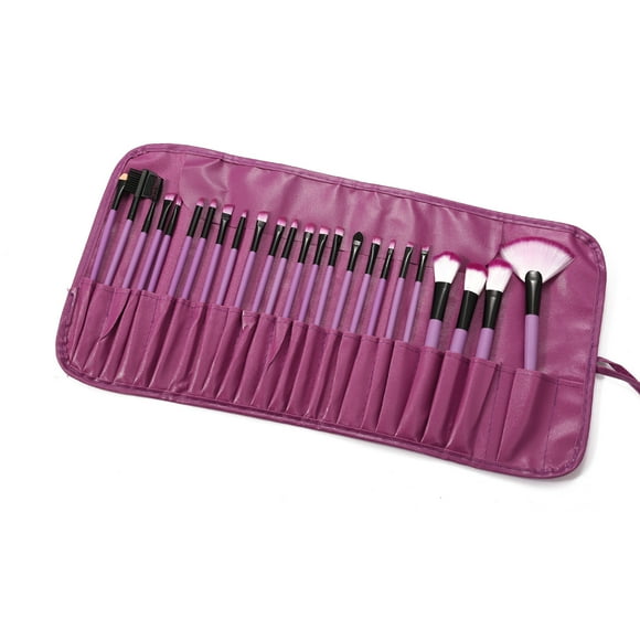 Nvzi Juego de 24 brochas de maquillaje para base, polvos, correctores, sombras de ojos, rubor, brochas de maquillaje moradas con bolsa de almacenamiento morada