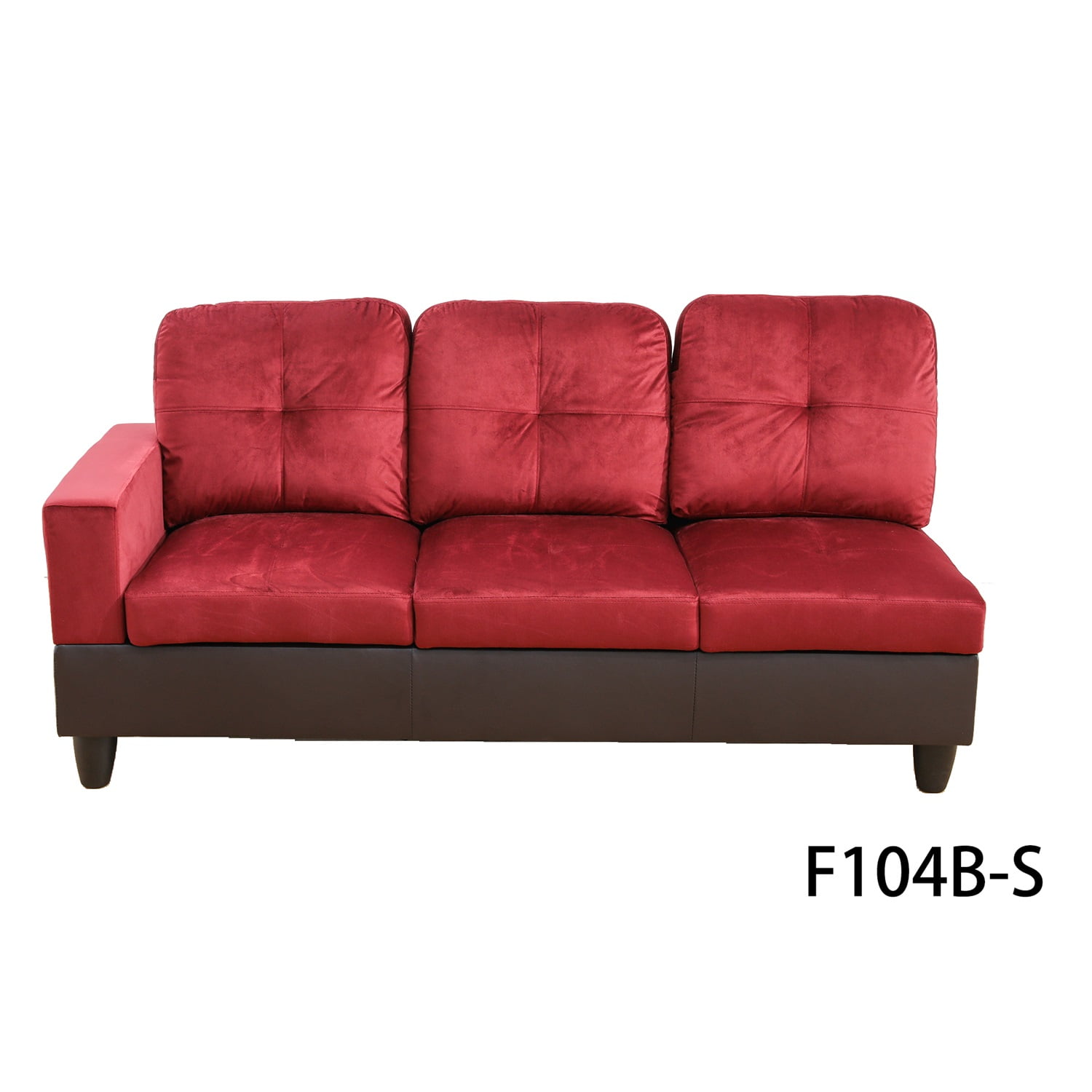 Hommoo Flannel and PVC Living Room Furniture Sets, L Shaped Couches and Sofas, Modern Sectional Sofa for Home & Office, Red(No Ottomans)