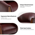 thumbnail image 3 of Tina's Home Genuine Leather Swivel Barrel Chair Modern Upholstered Armchair Solid Wood Base Living Room Burgundy, 3 of 7