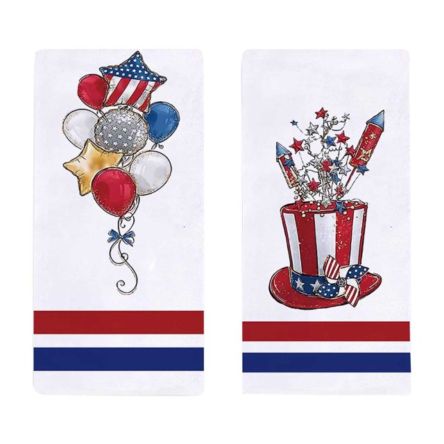 asddcavvf Independence Day Kitchen Towels Set Of 2 Colorful Star Flag Print Dish Towels Independence Day Decorations