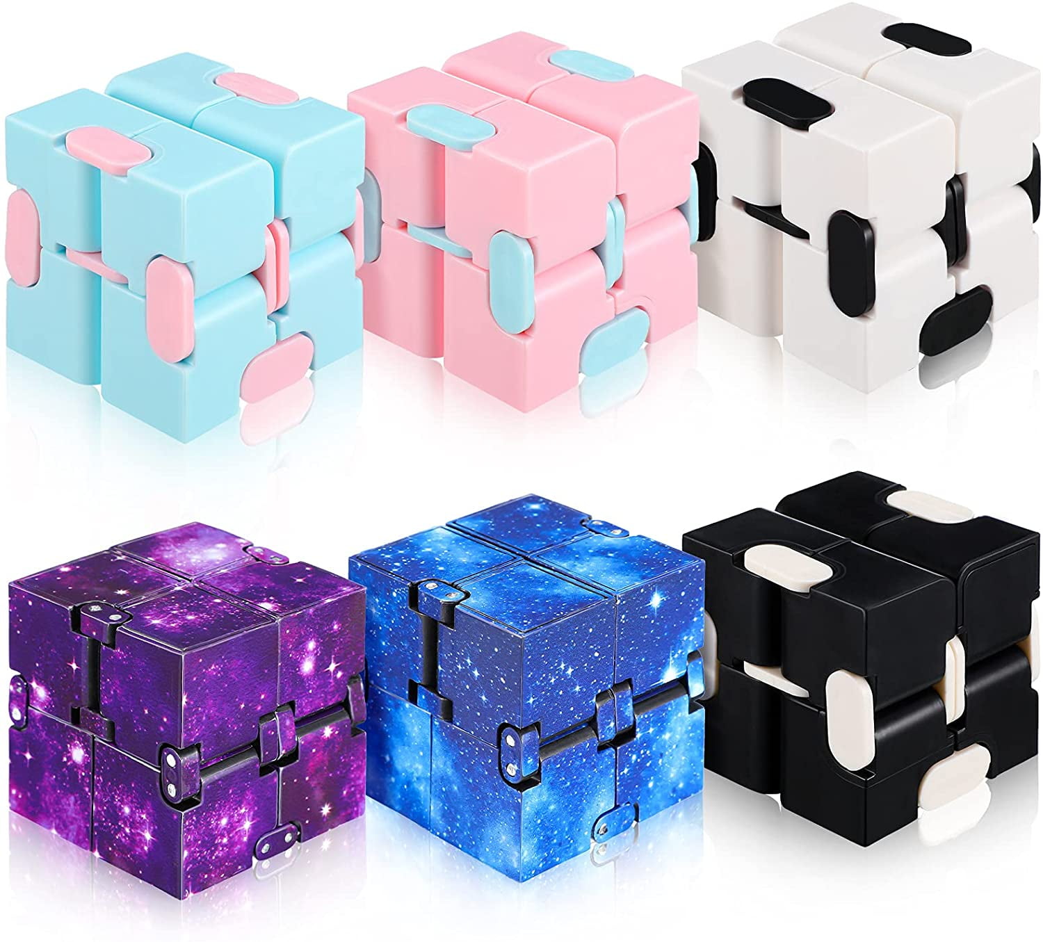 6 Pieces Infinity Cube Fidget Toy Mini Infinity Cube For Stress And Anxiety Relief Cool Hand Mini Kill Time Toys Walmart Com