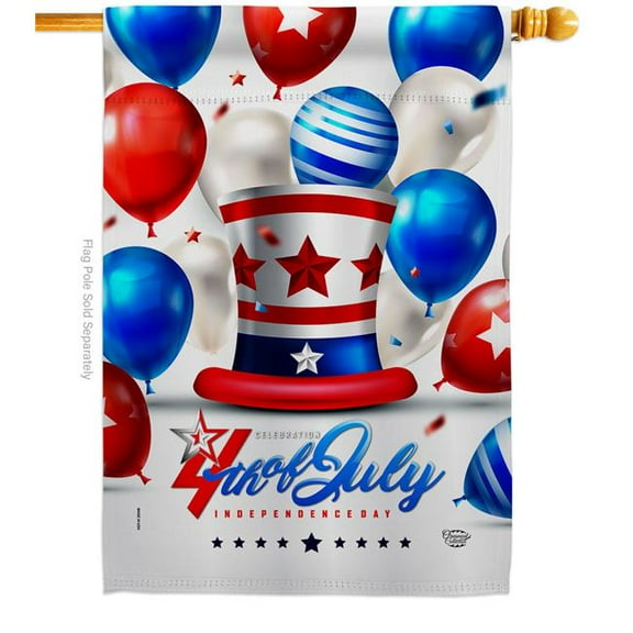 Ornament Collection H192631-BO 28 x 40 in. Independence Ballooon American Fourth of July Vertical House Flag with Double-Sided Decorative Banner Garden Yard Gift
