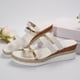 thumbnail image 5 of Bmisegm Ladies Summer Casual Colour Blocking Soft Leather Woven Straw Bottom Thick Bottom Slope Heel Large Size Sandals Slippers Sandals Women Summer White 8, 5 of 5
