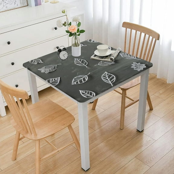 Square Fitted Tablecloth with Backing Elastic Edge Design Table Cover Waterproof Oil-Proof Table Cloth Stain-Resistant Wipeable for Square Table