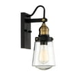 thumbnail image 3 of Macauley 1-Light Outdoor Wall Lantern in Vintage Black with Warm Brass, 3 of 3
