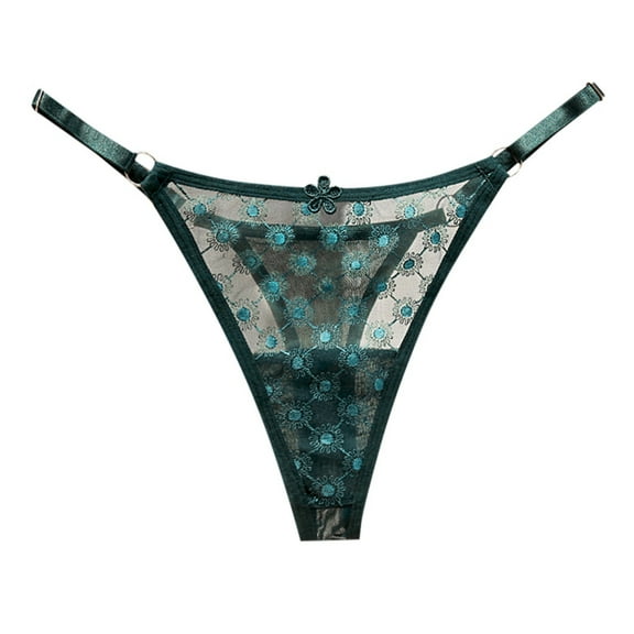 Panties for Women,Elegant Floral Lace Thong Underwear For Women Comfortable Seamless Design Soft Breathable Fabric All Day Wear,Womens Underwear,Green,One Size