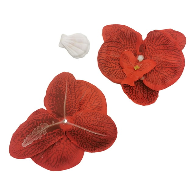 relayinert 50x Wide Range Of For Low Maintenance Faux Silk Flower Heads Artificial Decorations Orchids Heads Realistic Appearance red 1Set