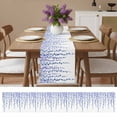 thumbnail image 2 of Table Runner Blue Polka Dots Vines Table Runners Lines Art Cotton Linen Dresser Scarf Kitchen Dining Table Decor for Home Dinner Party Decor 13x90 Inch, 2 of 9
