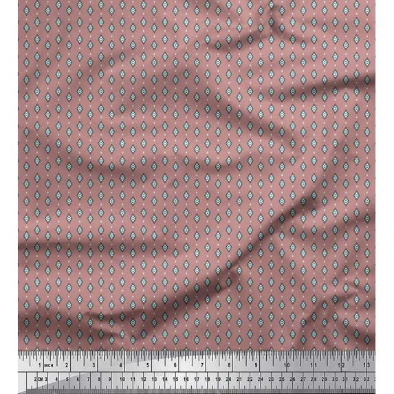 Soimoi Modal Satin Fabric Heart & Diamond Shirting Decor Fabric Printed Yard 42 Inch Wide
