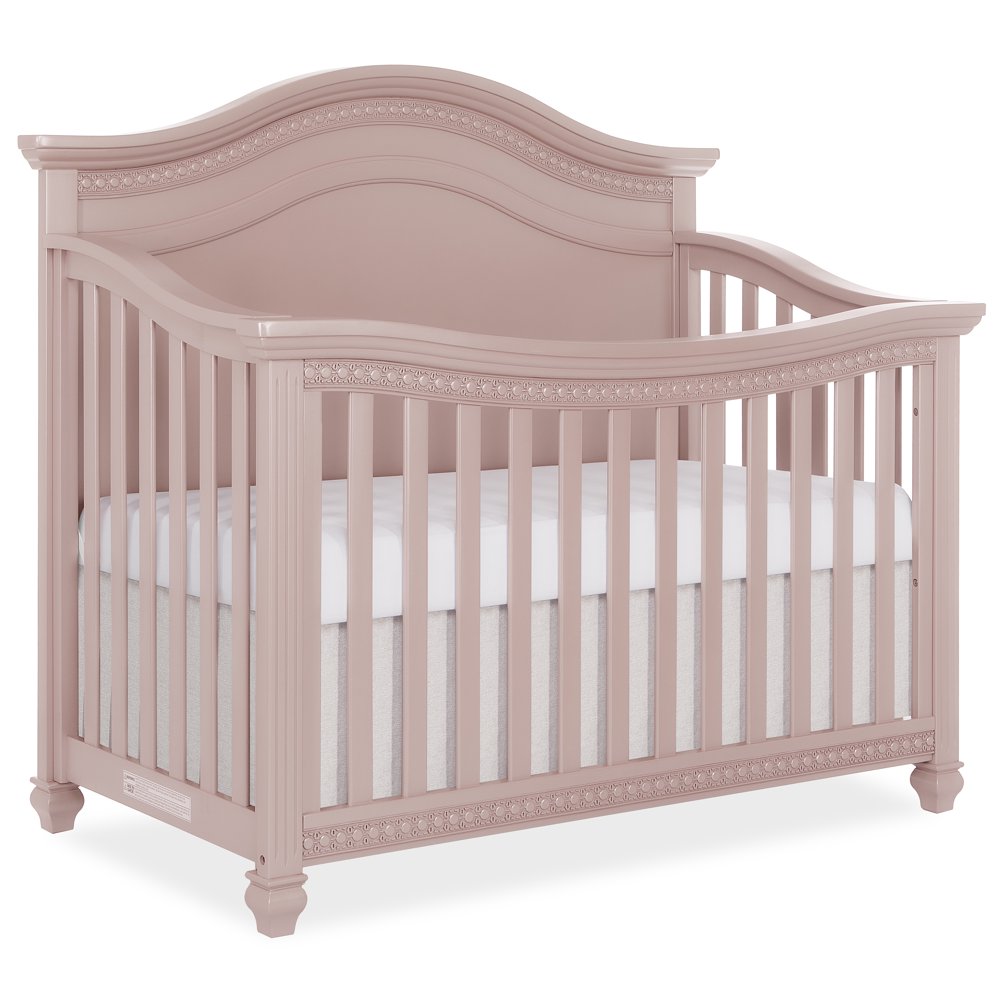 Evolur Madison 5 in 1 Curved Top Convertible Crib in Blush Pink Pearl