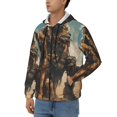thumbnail image 3 of Wukai desert Man Shepherd Dog Print Men's Zip-Up Hoodie,Fleece Full-Zip Hoodie for Men, Hooded Sweatshirt-XX-Large, 3 of 5