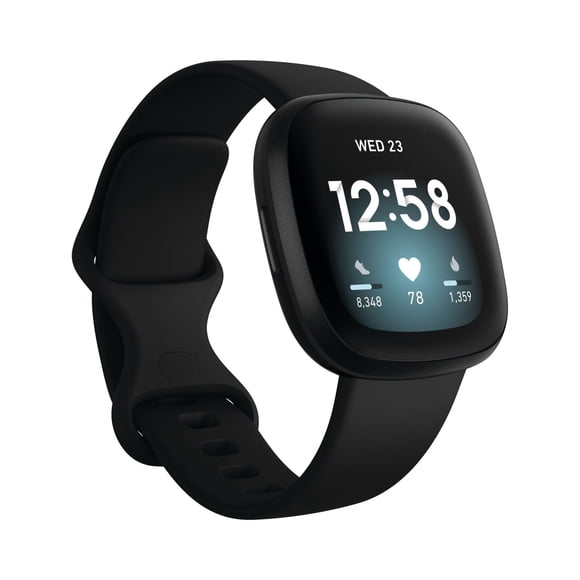 Montre Intelligente de Mise en Forme Fitbit Versa 3 Remise à Neuf (Wi‐Fi) Aluminium Noir (Grade A+)