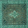 thumbnail image 1 of Ahgly Company Indoor Square Persian Turquoise Blue Traditional Area Rugs, 4' Square, 1 of 4