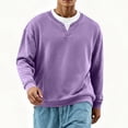 thumbnail image 4 of Men's Fashion Solid Color Round Neck Long Sleeve Casual T-Shirt Top, Versatile and Loose Fit for Men's Everyday Wear, Comfortable and Stylish,Purple,S, 4 of 4