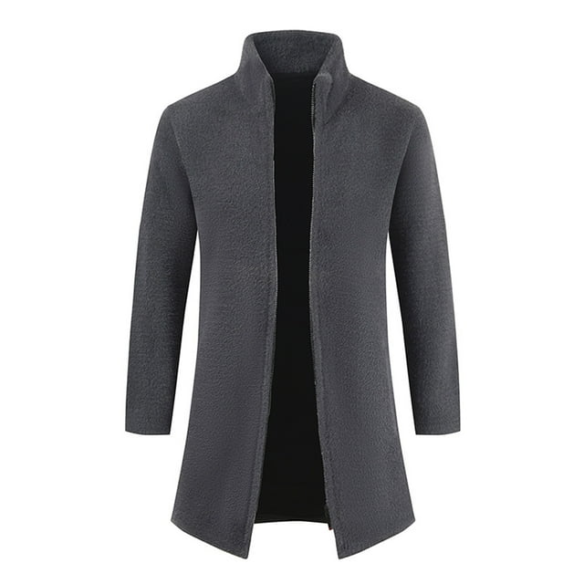 CEHVOM Cardigan à Fermeture Éclair pour Hommes, Col Montant, Poches, Manches Longues