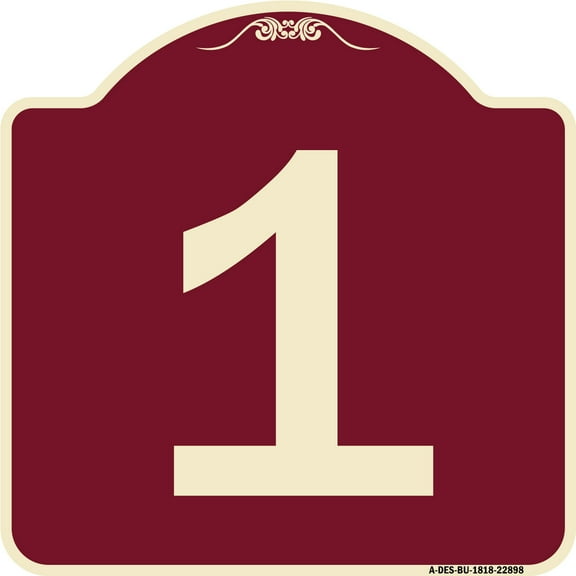 SignMission Designer Series Sign - Sign with Number 1 | Burgundy 18" X 18" Heavy-Gauge Aluminum Architectural Sign | Protect Your Business & Municipality | Made in the USA