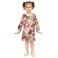 thumbnail image 2 of Girls' long-sleeved dress Pink Peaches Girls' A-line dress with ribbed cuffs Soft and comfortable, 2 of 6