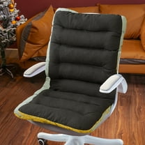 EazyTech Universal High Back Chair Cushion with Backrest & Ties for Office, Dining, Desk Chairs - Soft Seat & Home Decor Cushion Pad 18x33.5 inch Black