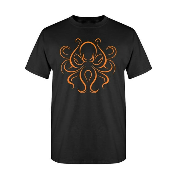 Smartprints Mens Graphic Tee - Octopus Tribal Tattoo Design - Regular Fit 100% Cotton