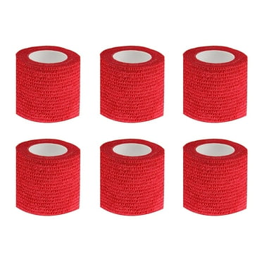 6pcs Tattoo Grip Tape Red, 2.95"x 5Yards Disposable Cohesive Tattoo Grip Cover Wrap Elastic Bandage Handle Grip Tube for Tattoo Machine Tattoo Grip Accessories