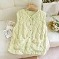 thumbnail image 2 of JGGSPWM Women's Sleeveless Knitted Cardigan Vest Warm and Soft Thickened Solid Color Button Pocket for Fall and Winter Loungewear Green L, 2 of 4