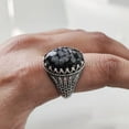 thumbnail image 5 of Snowflake Obsidian Mans Ring, Natural Snowflake Obsidian, Gents Ring, Silver Jewelry, 925 Silver Ring, Gift, Heavy Mens Ring, Arabic Design, Ottoman Style Ring, Christmas, Turkey Mens Signet Ring, 5 of 7