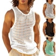 thumbnail image 2 of Yuanlook Men's Crew Neck Sleeveless Fishnet Tank Top, Big Hole Mesh Slim Fit Beach Gym Daily Top S-XXL, 2 of 9