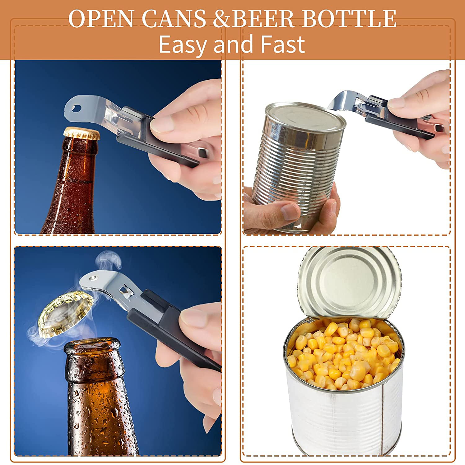 Magnetic 3in1 Multifunctional Retractable Bottle Opener,Jar Opener Bottle  Opener