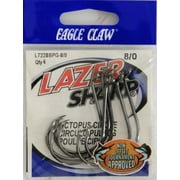 Eagle Claw Lazer Sharp Octopus Circle up Eye Non-Offset Fishing Hooks, Black, Size 8/0, 6 Pack