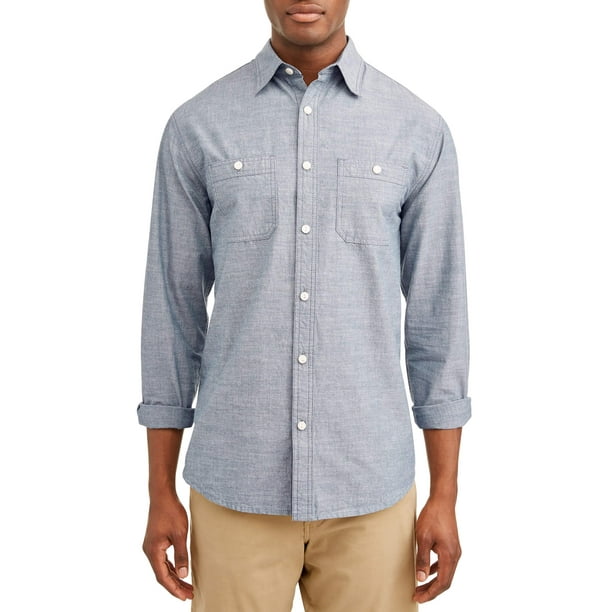 Lee - Lee Men's Long Sleeve Chambray Button Down with 2 Pockets ...