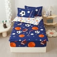 thumbnail image 3 of ZRNBAST 3Pcs Kids Comforter Set Sports Ball Games Zipper Bedding Set for Boys Basketball Football Baseball Comforter with Fitted Sheet and Pillowcases All in one Zipper Bedding(Navy ,Twin), 3 of 10