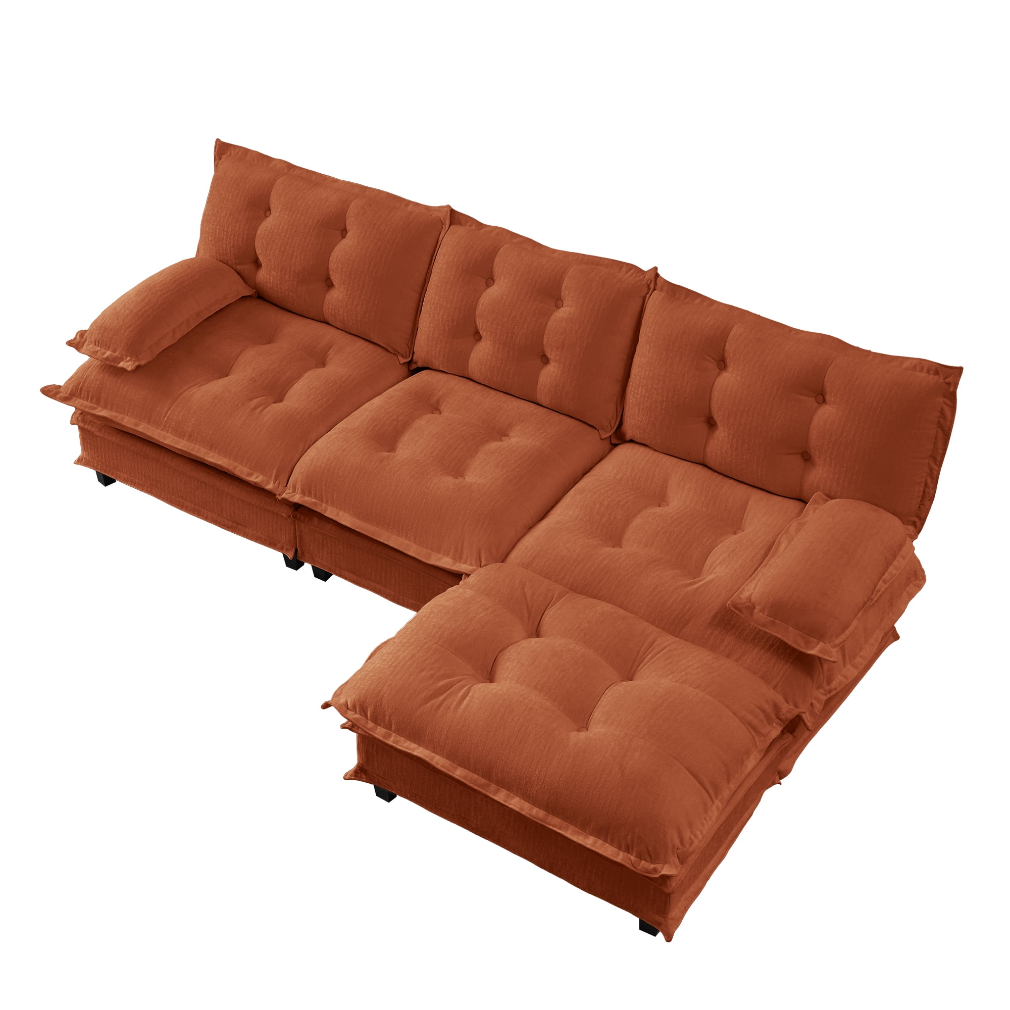 AISWORD 107" L-Shaped Modular Sectional Cloud Sofa with Ottoman, Chenille Fabric Deep Seat Couch with Lattice Decored Cushions