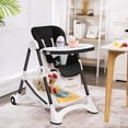 thumbnail image 1 of Costway Trona para Niños y Bebés Silla Alta de Comedor Plegable con Ruedas Doble Bandeja Removible Cojín en PU Altura Regulable 89 x 57 x 105 cm Negro, 1 of 4