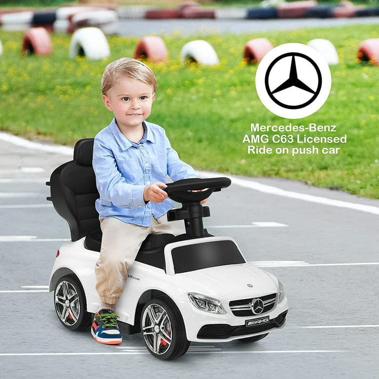 Hikiddo Toddler Ride On Car with Canopy, 3 in 1 Mercedes Benz Push Car  Stroller